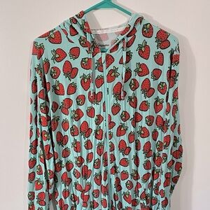 MeUndies Strawberry Onesie in Modal Size S/M with Zipper and Pockets Sold Out